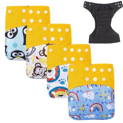 China SIMFAMILY Printed Baby Cloth Diapers Without Insert Factory Direct Sales Best Sell Reusable Charcoal Cotton Bamboo Babies Printed for sale