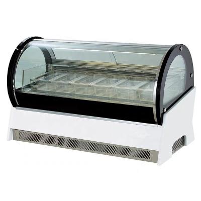 China Commercial Single-temperature Ice Cream Display Freezer Gelato Ice Cream Display Showcase Freezer 4 Pans CFR BY SEA for sale