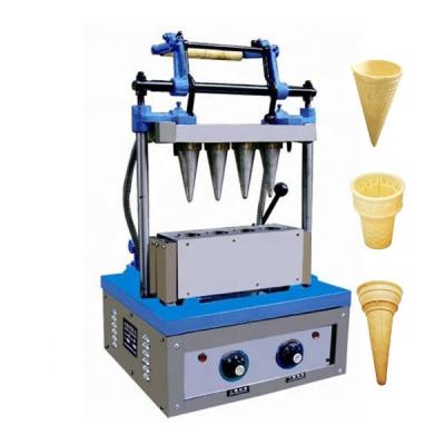 China High Quality Bakery Stainless Steel Waffle Ice Cream Cone Machine with 4 Cones for sale