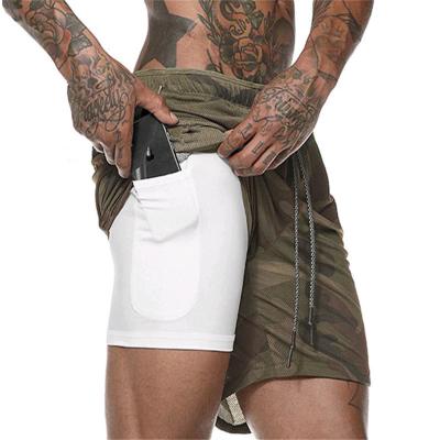 China Wholesale Anti-wrinkle men's mesh sports shorts 2 in 1 striped breathable fitness shortsplus size sports shorts for men for sale