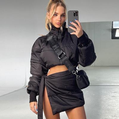 China Autumn Women QUICK DRY Crop Tops Winner's Two Piece Sets Long Sleeve Cotton Zipper Set Two Piece Casual Women Clothes Solid Color for sale