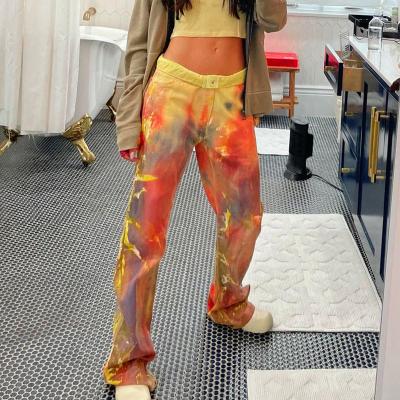 China Hot Sale QUICK DRY Tie Dye Plus Size Women's Clothing Casual Pants Trousers And Slacks For Women With Zippers And Pockets for sale