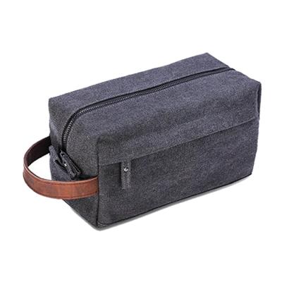 China Bolso durable impermeable del artículo de tocador de la lona de los hombres de bolso del maquillaje del artículo de tocador con la manija de cuero en venta