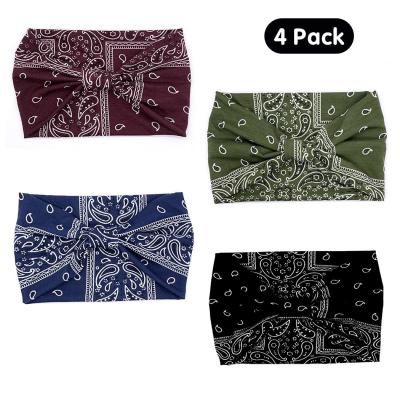 China Het gedrukte In te ademen Hoofd verpakt Geassorteerde Brede Bandana de Knoophoofdbanden Criss Cross Head Wrap van Paisley Te koop