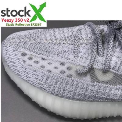 China Brand Damping Of Genuine Yeezy 350 V2 Original Custom Logo Knitting Reflective Static Tape 100% Gray Casual Fashion Shoes for sale