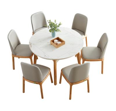 China Modern Nordic Marble Slab Rock Foldable Dining Room Style Design Simplicity Household Dining Table And Chairs Foldable Set for sale