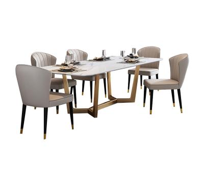 China Simplicity Good Quality Design Style Marble Rock Slab Dining Table and Chairs Original Modern Italian Nordic Luxury Domestic Set for sale