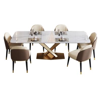 China Simplicity Good Quality Design Style Marble Rock Slab Dining Table and Chairs Original Modern Italian Nordic Luxury Domestic Set for sale