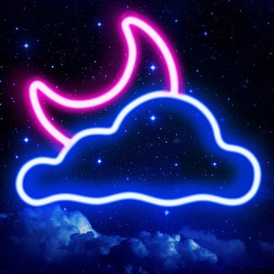 China Garden Neon Sign Cloud and Moon Led Neon Light Sign For Wall Decor USB/Battery Led Neon Signs For Bedroom Decoration for sale