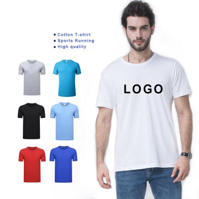 China OEM Compressed Blank T-shirt Customized Color Size Fabric GMS LOGO Print Embroider T-shirt Polyester Cotton T-shirt For Women Men for sale