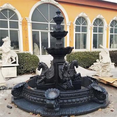 China Traditional custom handcrafted black marble fountain for decoration for sale