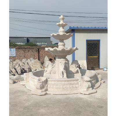 China Customized modern white natural stone garden estate exterior decoration marble 3 tier water fountain for sale