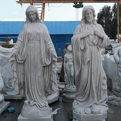 China Traditional Custom Hand Made Jesus Sculpture Marble Maria Jesus Stone Statue For Church for sale