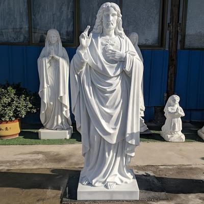 China Traditional Custom Hand Carve Statue Religious Marble Jesus Sculpture For Decoration for sale