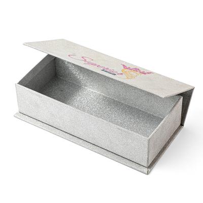 China Custom Recycled Logo Magnetic Cosmetic Lipgloss Eyelash Paper Materials Box Shiny Glitter Packaging Boxes for sale