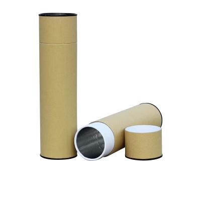 China Custom Recycled Materials Kraft Paper Tube Boxes Recycled Cardboard Kraft Paper Tube Round Cosmetic Containers Cylinder Packaging With Metal Lid for sale