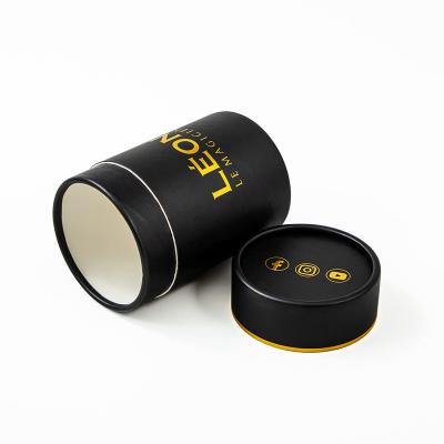 China Recycled Materials Gold Stamping Printed Black Logo Custom Candle Jar Box For Candle for sale