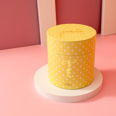 China Custom Luxury Yellow Paper Candle Box Recycled Materials Round Cylinder Tube Paperboard Packaging Paper Boxes for sale