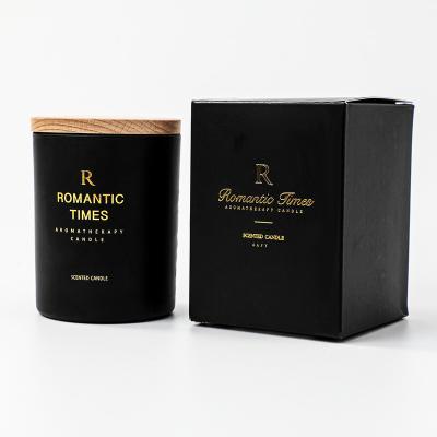 China Hot Sale Materials Black Materials Candle Box Reused Logo Packaging Candle Jar Gift Set Custom Box With Box Insert for sale