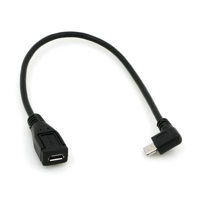 China Electronics Products Shenzhen Short Fast Data Charging 90 Degree Right Angle U L Shape Micro USB Male To Female Micro OTG USB Extension Cable for sale