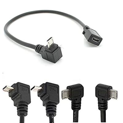 China Free sample electronics products micro usb female to bottom right left up 90 degree L-shaped micro male extension cable for sale