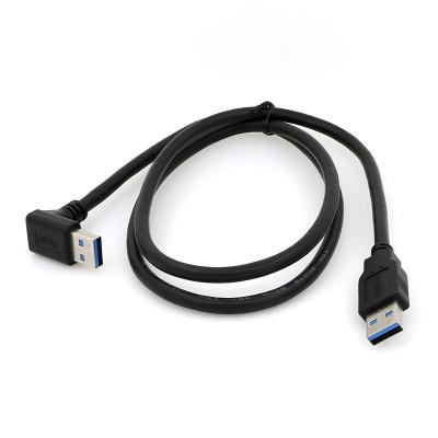 China Electronics Products Straight USB 3.0 A Male to L-Shaped Down Angle USB 3.0 A Male Data Charging Extension Cable for sale