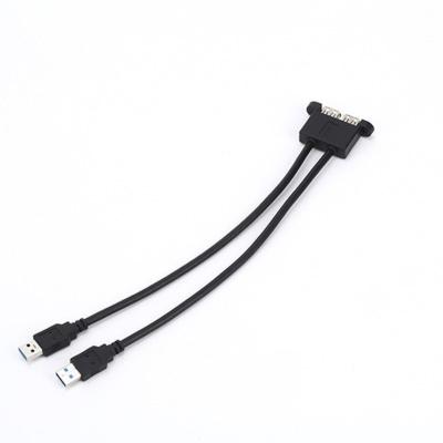 China Electronics Products Free Sample Usb 3.0 Dual A Male To Female Panel Mount Motherboard Extension Cables With Screw for sale