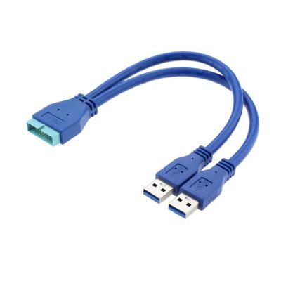 China Electronics Products Free Sample USB 3.0 Type Dual A Male To Male 20pin Motherboard Mainboard Adapter Cable for sale