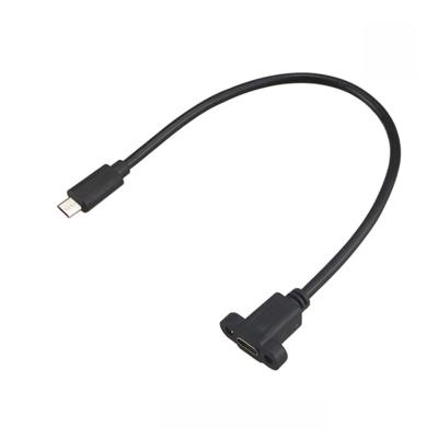 China Electronics Products Micro USB 2.0 Male To Type USB C Female Panel Mount Cable With Screw for sale