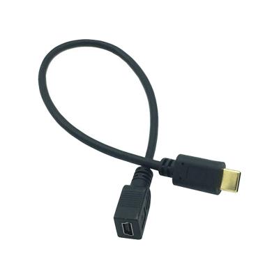 China Free sample electronics products custom short length mini usb 2.0 usb female to type c male usb 3.1 charging data cable for sale