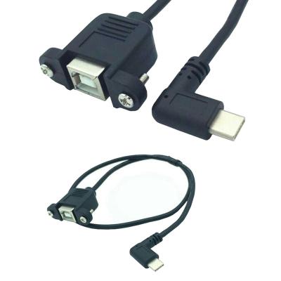 China Free Sample Electronics Products USB 2.0 B Plug Female Printer Panel Mount To Type-C Type C Male Angle USB 3.1 Cable With Screw for sale