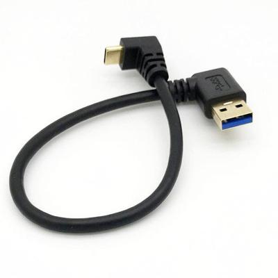 China Electronics Products Shorts Newest OEM Phone Fast Charging 3.0 Right Angle USB A 90 Male To USB3.1 3.1 Degree Male Type Data Charger Cable type c for sale