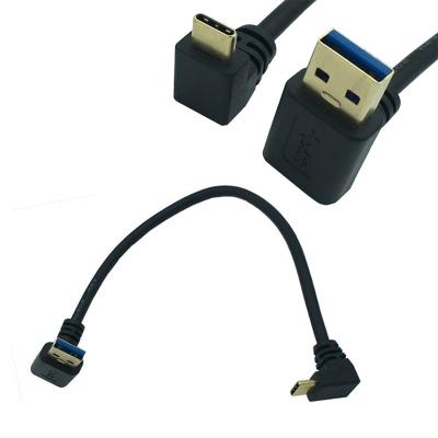 China Electronics Products Down Angle 90 Type-A USB 3.0 Male To USB-C Male USB3.1 Degree USB3.1 Type-C Cable for sale