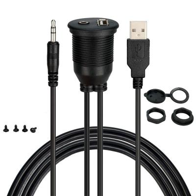 China Electronics products car 5v power charger usb panel-mount male to dc 3.5 mm barrel power jack data cable 3.5mm female audio aux. for car stereo for sale