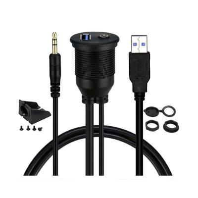 China Car Dash Panel Mount Speaker Shielded USB A 3.5mm Female To USB A Aux Audio Stereo Extension Cable. Male power 3.5mm for car for sale