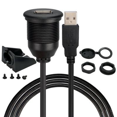 China Electronics Products Waterproof Large Round Car Panel Mount USB A Female To USB A Male Connector Extension Cable With Holder for sale