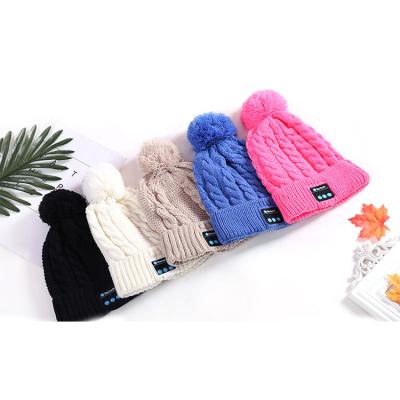 China COMMON Outdoor Blue Tooth 4.1 Colorful Disposing Long Warm Winter Knitted Hat Beanie Without Yarn for sale