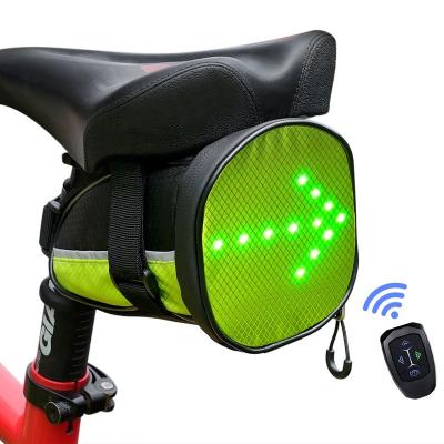 China Factory Fabirc+reflective strip+led Low MOQ OEM Bicycle Led Indicator Blinker Lights Bike Seat Flasher Bag For Road Safety for sale