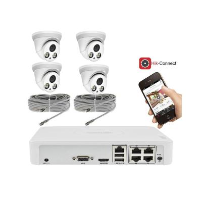 China NIGHT VISION 24 hours night color 5MP metal shell MIC poe IP camera DS-7104NI-Q1/4P cctv kits NVR 4 channel kits for sale