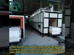 Continuous firing gas tunnel kiln for ceramics and refractory materials