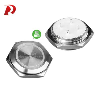 China Industrial control waterproof 30mm metal touch button ultra short light switch with ring LED ring light 12v/220v for sale