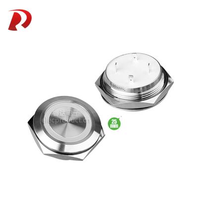 China High Quality Industrial Control 25mm Tact Reset Touch Waterproof Ring LED Illuminated Metal Touch Button Switches for sale