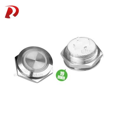 China Industrial Waterproof Self-resetting Switch 16mm 19mm 22mm Metal Control Momentary Ultra Short 1NO Push Button Switch with 12v Ring Light for sale