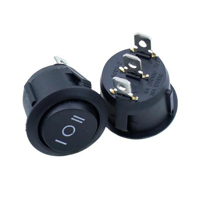 China Electric Equipment KCD1 KCD2 6A 250V 10A 125V Round Boat Switches 20mm Black 3 Pin SPDT 3 Position ON-OFF-ON Momentary Rocker Switch for sale