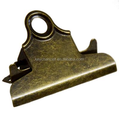 China Antique Brass Bronze Wood And Plastic Clipboard 78mm Clips For Cardboard Metal Butterfly Clipboard Clip For Menus Board for sale