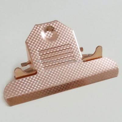 China Checker Pattern Guangdong Supplier 85mm Rose Gold Checker Pattern Metal Clipboard Clip for sale