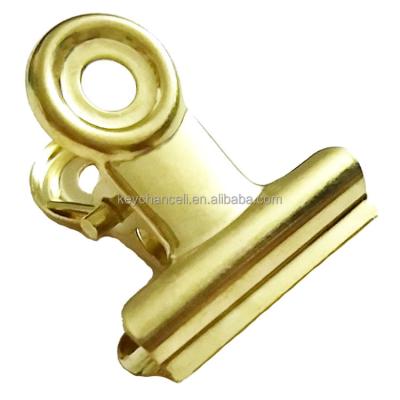 China Office Supplies 20mm Gold Clip Small Paper Clip Metal Decoration Bulldog Clip For Photo Picture for sale