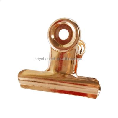 China school & office stationery wholesales 38mm gold paper clip metal rose bulldog clip for photos for sale