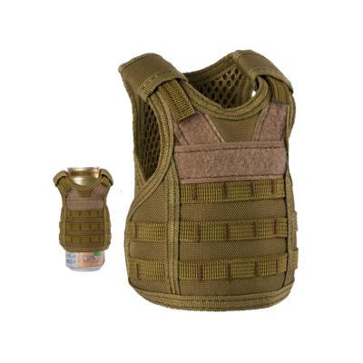 China Customized Adjustable Camouflage Military Mini Vest Cover For Beer Drink Bottle for sale