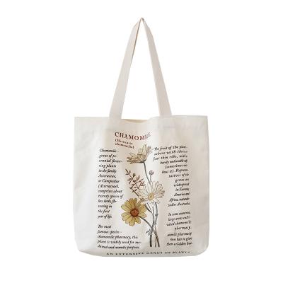 China Flower Canvas Large Fashion Beach Bag Cute School Tote Bag Aesthetic With Pocket Zipper For Girls for sale